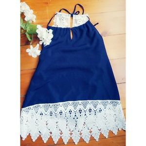 Gorgeous Navy Blue Blouse with Lace Details.